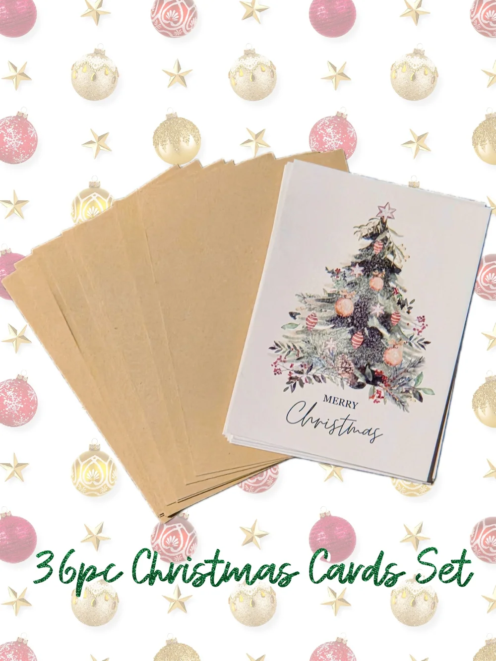 36 Pc Christmas Tree Holiday Cards Set